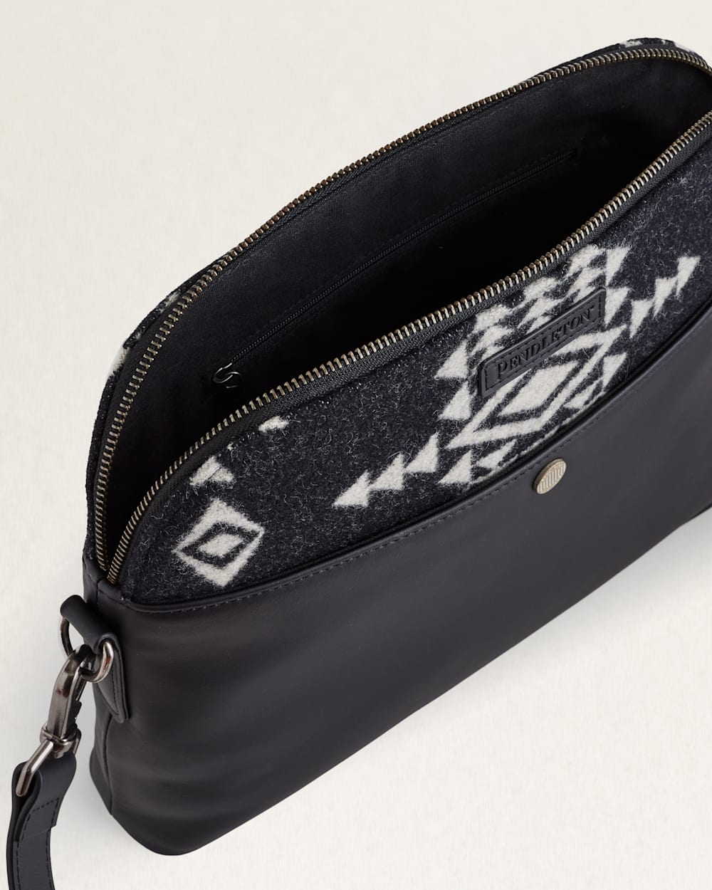 ALTERNATE VIEW OF ROCK POINT WOOL/LEATHER CROSSBODY IN BLACK image number 4