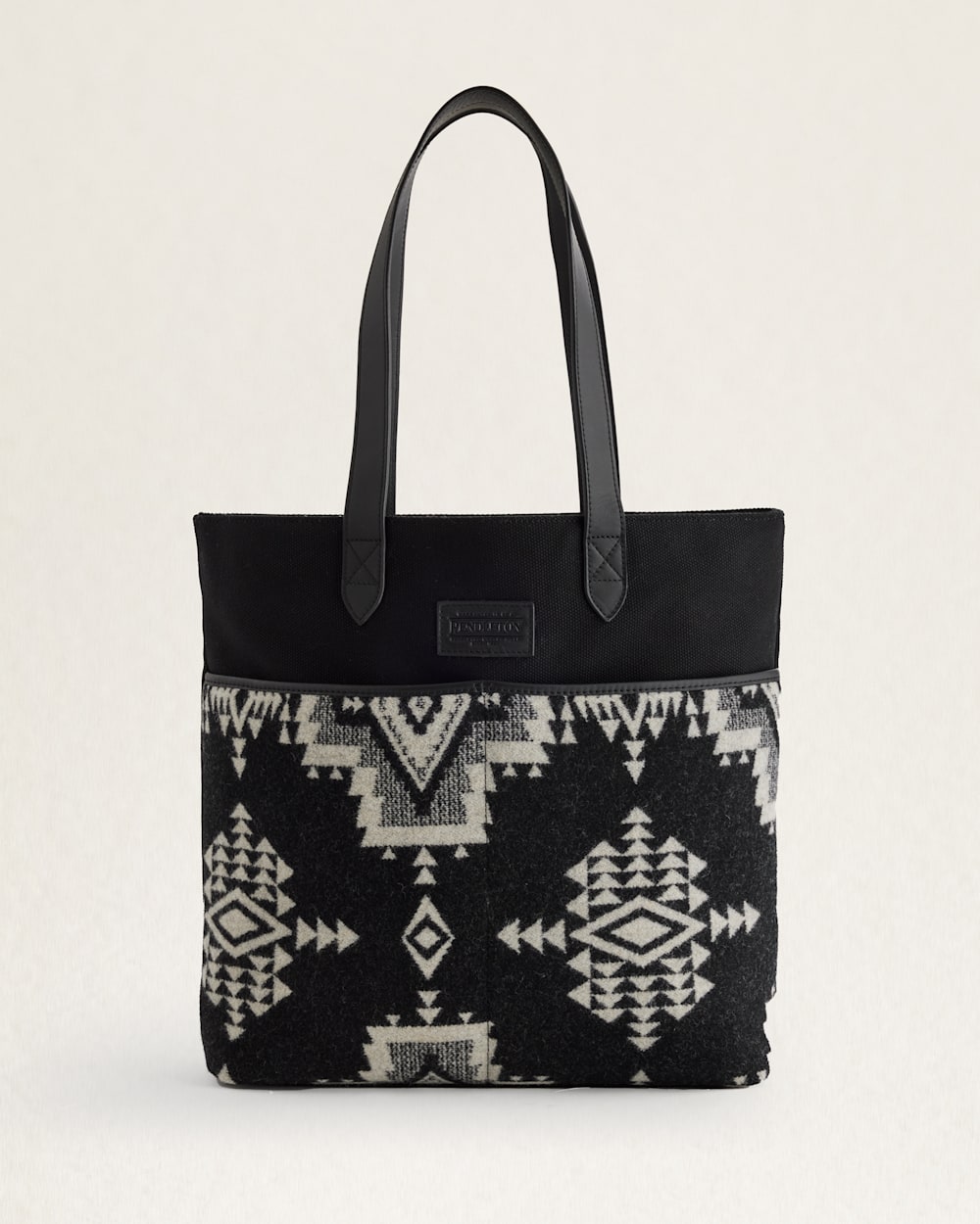 ROCK POINT WOOL/LEATHER MARKET TOTE IN BLACK image number 1