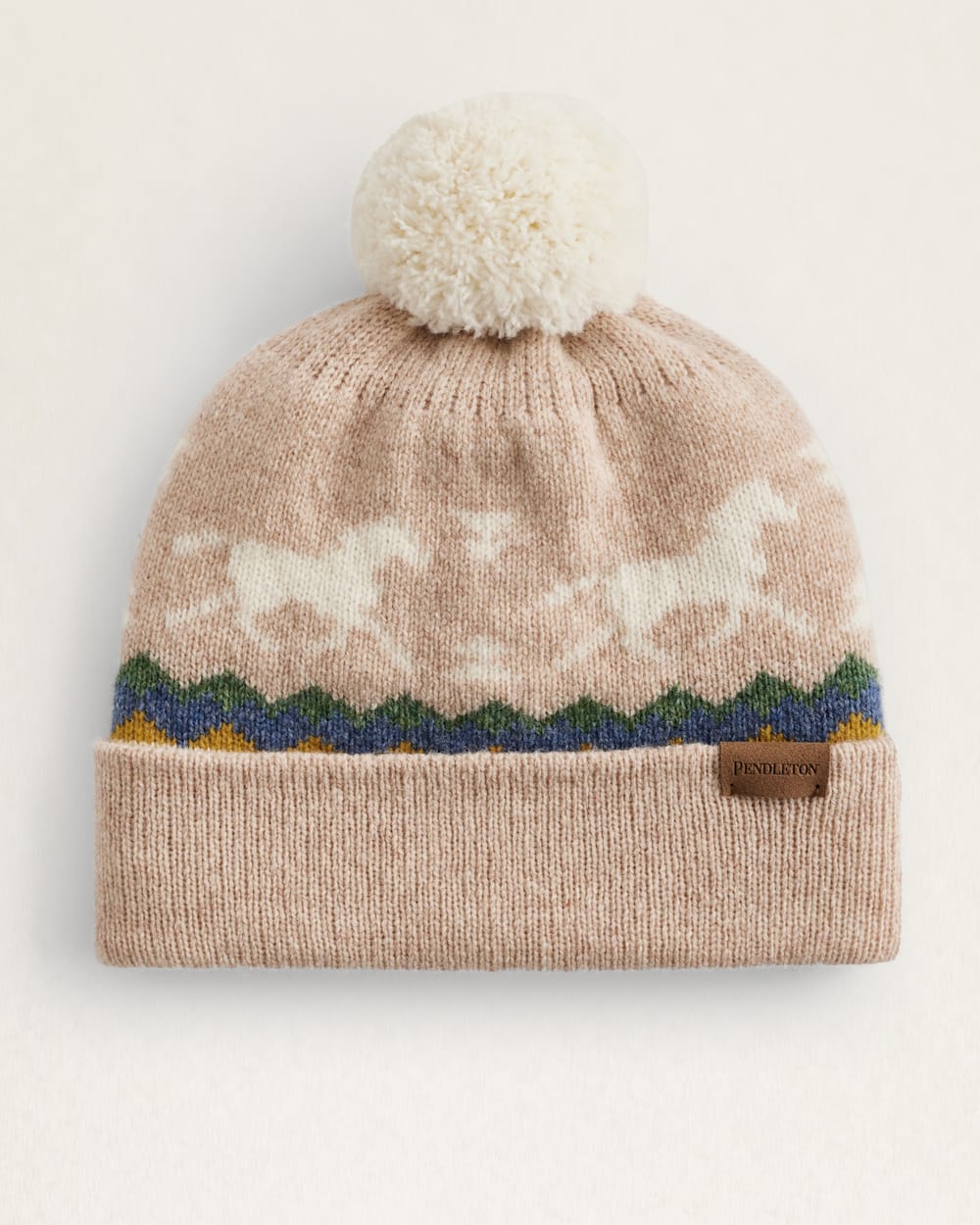 HORSE LAMBSWOOL POM HAT IN SANDSHELL image number 1