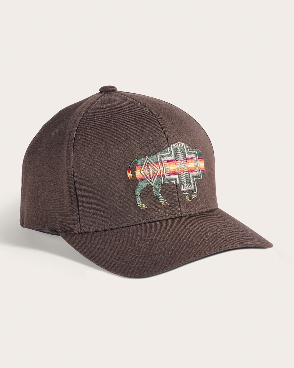 EMBROIDERED HAT IN DARK BROWN BISON image number 1
