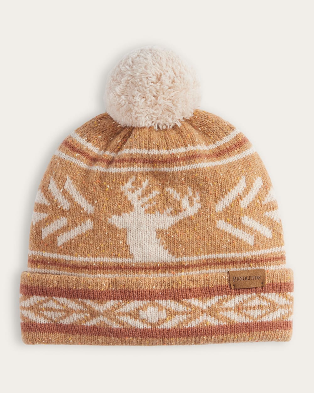 ICON LAMBSWOOL POM BEANIE IN TAN image number 1