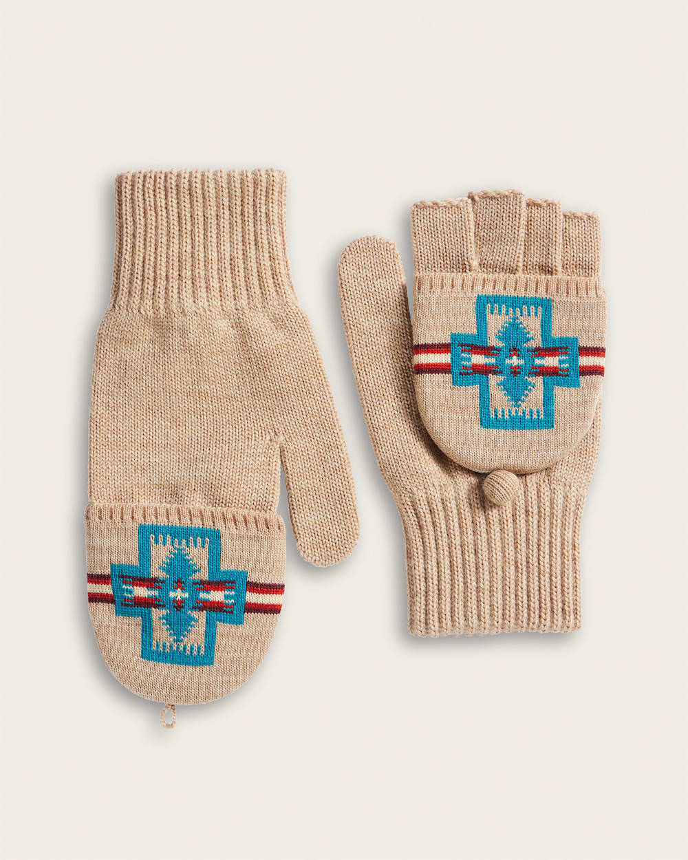 HARDING MERINO KNIT CONVERTIBLE MITTENS IN BEIGE image number 1