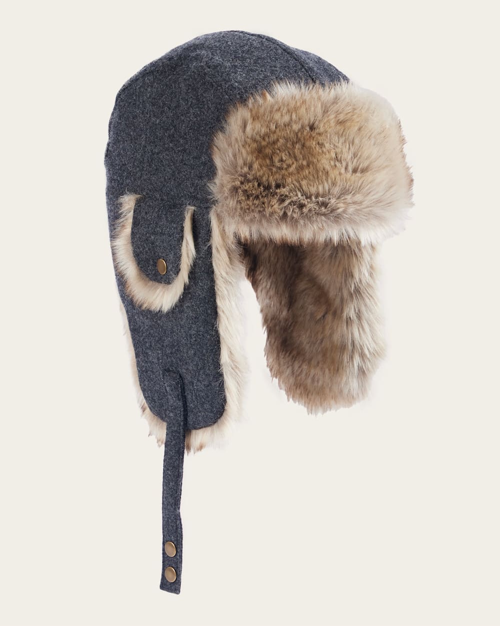 WOOL TRAPPER HAT IN CHARCOAL image number 1