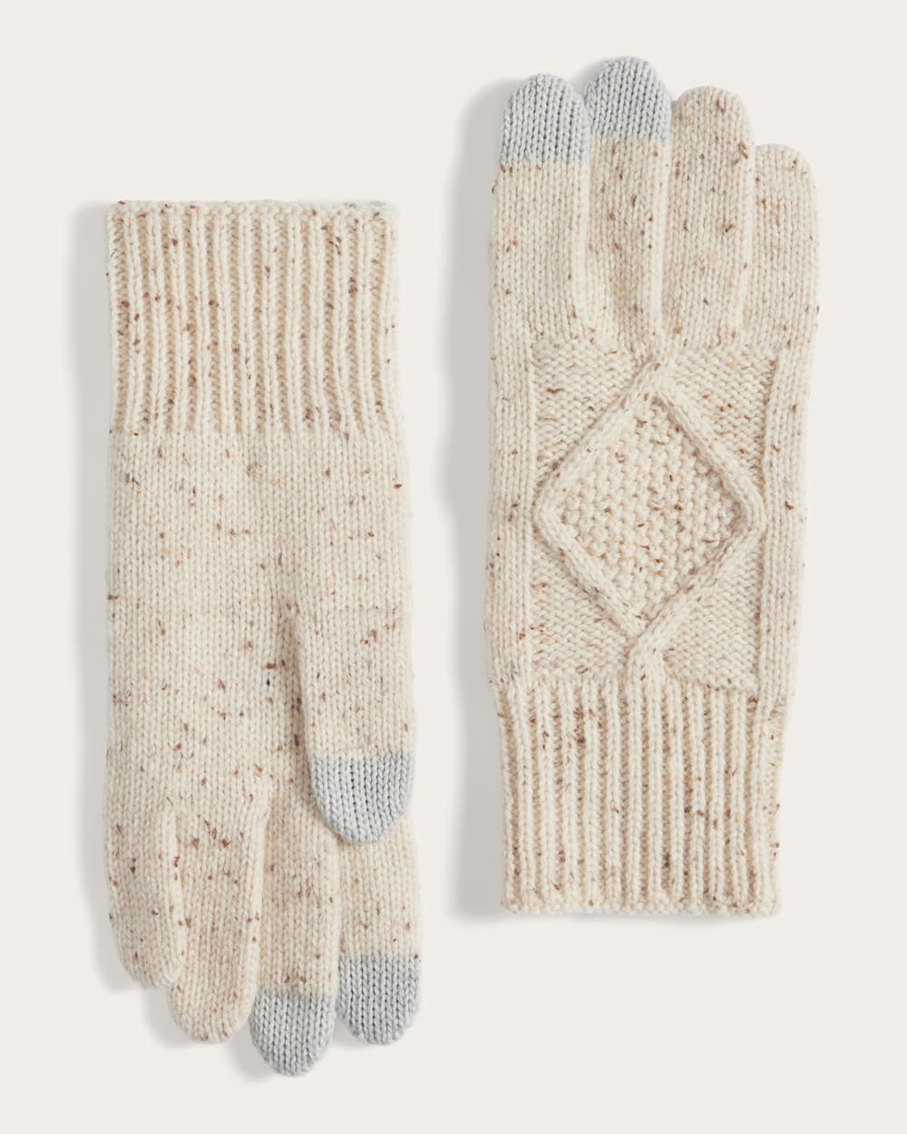 CABLE KNIT TEXTING GLOVES IN IVORY DONEGAL image number 1