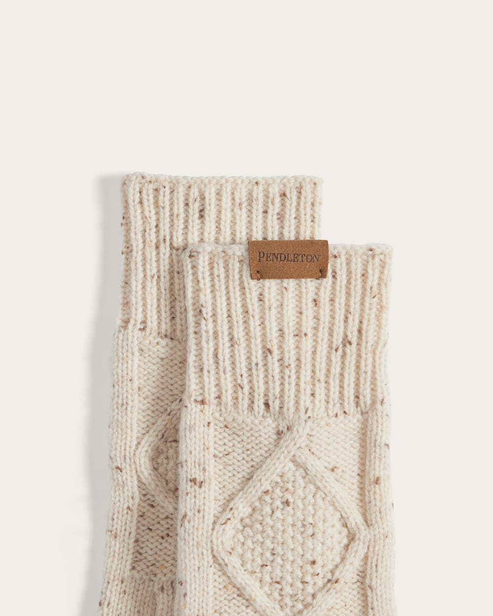ALTERNATE VIEW OF CABLE KNIT TEXTING GLOVES IN IVORY DONEGAL image number 2