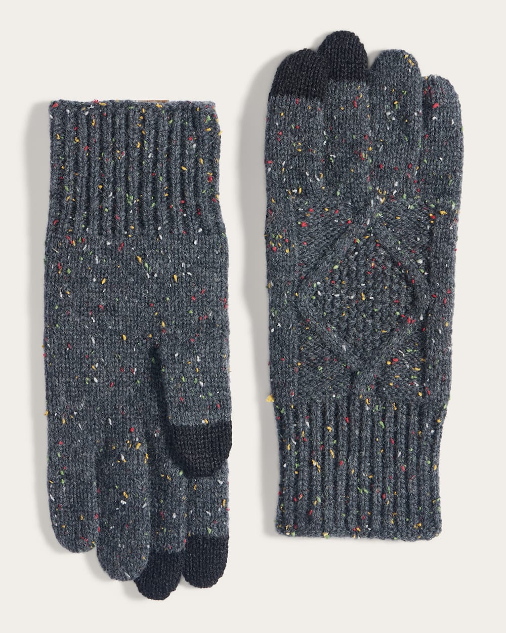 CABLE KNIT TEXTING GLOVES IN CHARCOAL DONEGAL image number 1