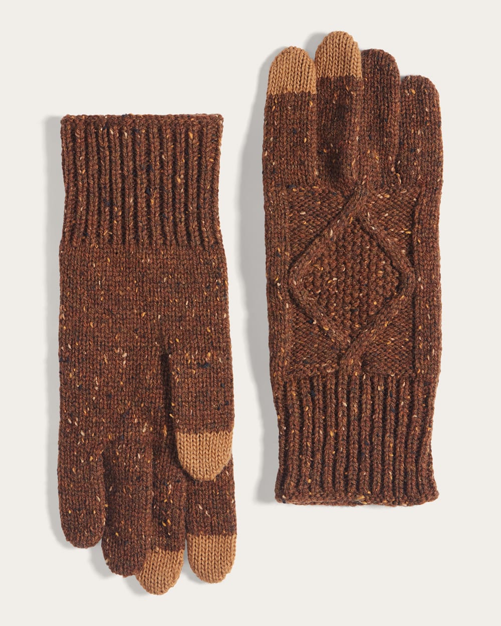 CABLE KNIT TEXTING GLOVES IN TOBACCO DONEGAL image number 1