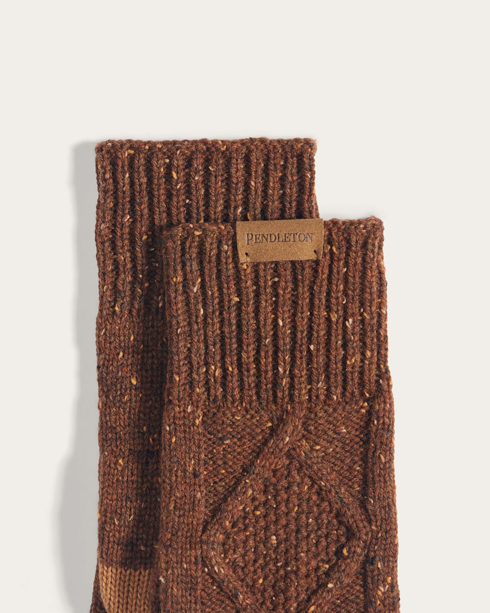 ALTERNATE VIEW OF CABLE KNIT TEXTING GLOVES IN TOBACCO DONEGAL image number 2
