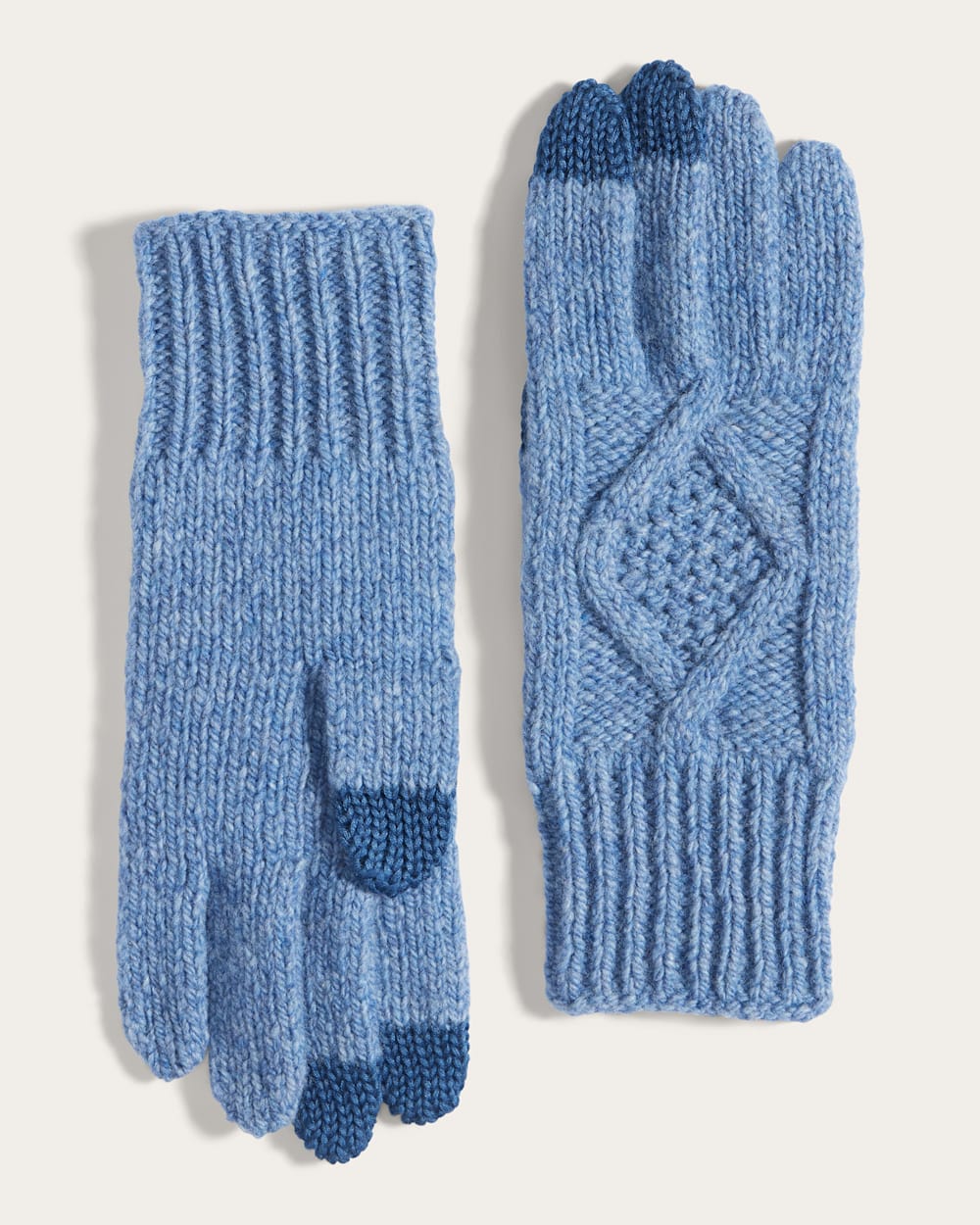 CABLE KNIT TEXTING GLOVES IN DENIM image number 1