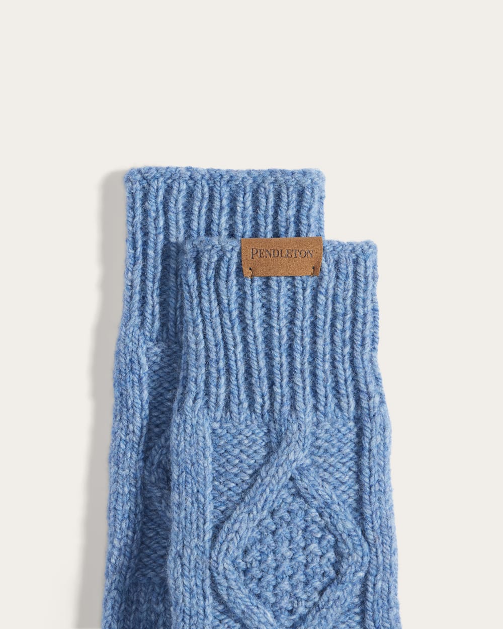 ALTERNATE VIEW OF CABLE KNIT TEXTING GLOVES IN DENIM image number 2