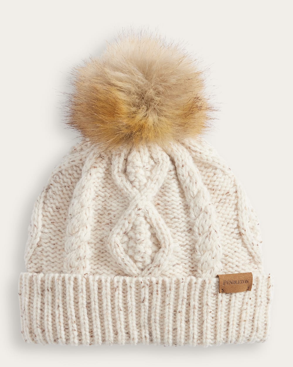 CABLE KNIT BEANIE IN IVORY DONEGAL image number 1