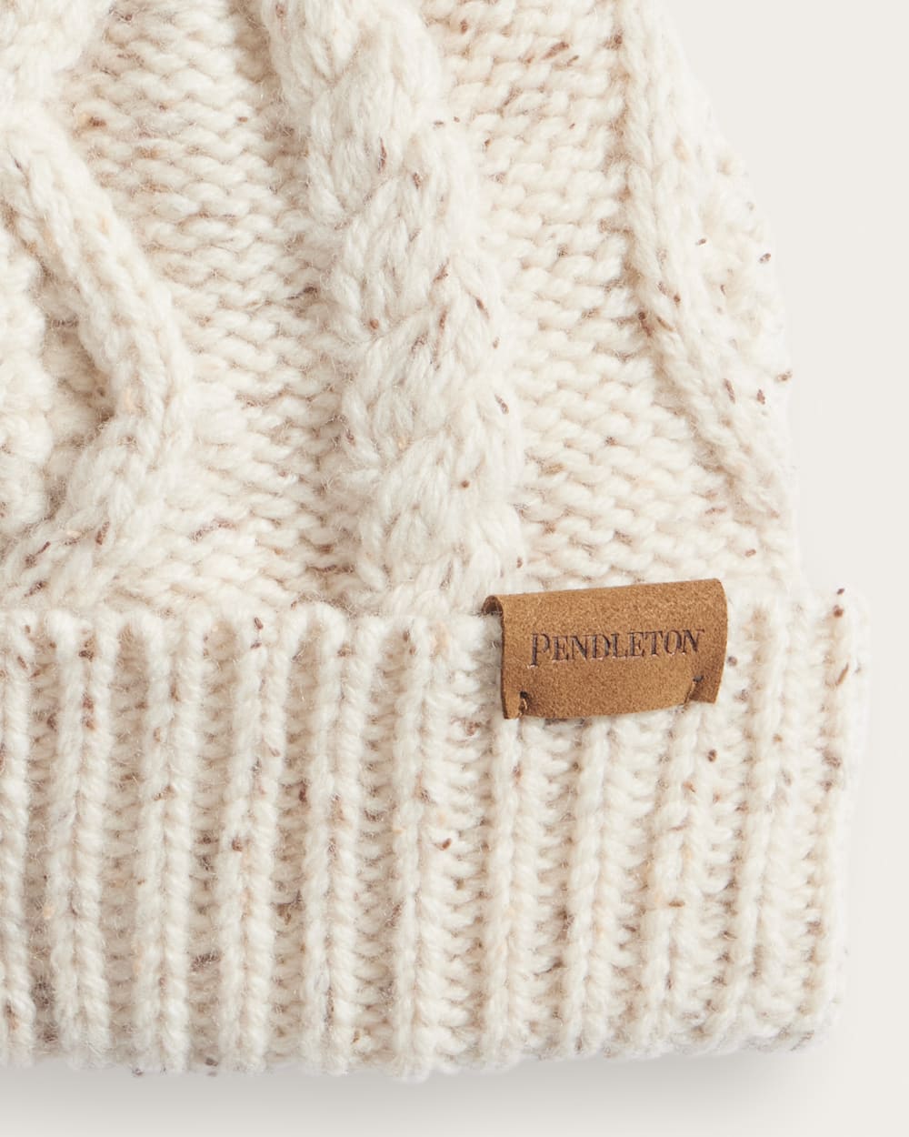 ALTERNATE VIEW OF CABLE KNIT BEANIE IN IVORY DONEGAL image number 2