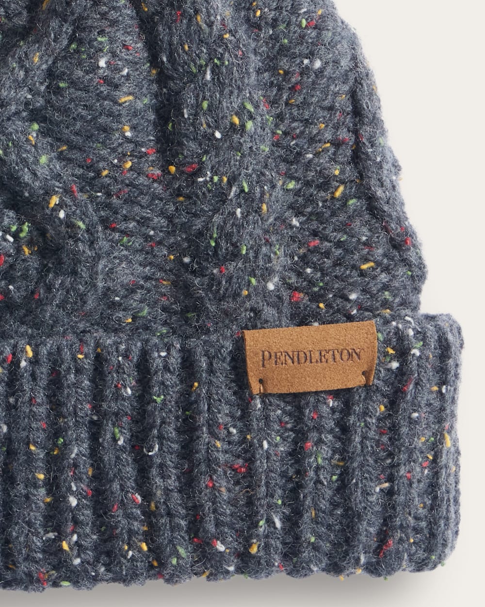 ALTERNATE VIEW OF CABLE KNIT BEANIE IN CHARCOAL DONEGAL image number 2