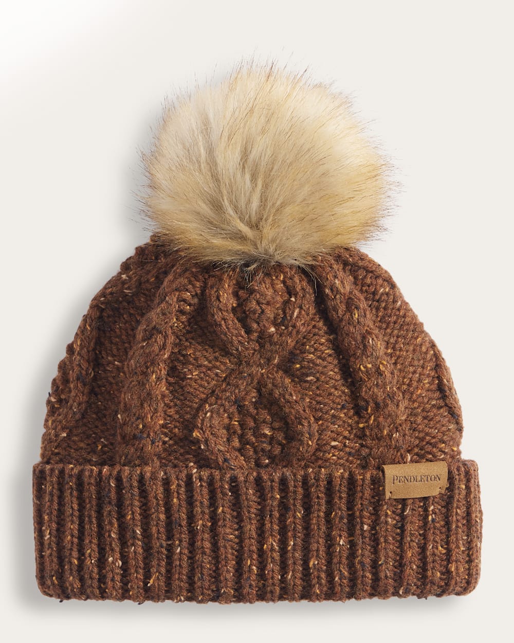 CABLE KNIT BEANIE IN TOBACCO DONEGAL image number 1