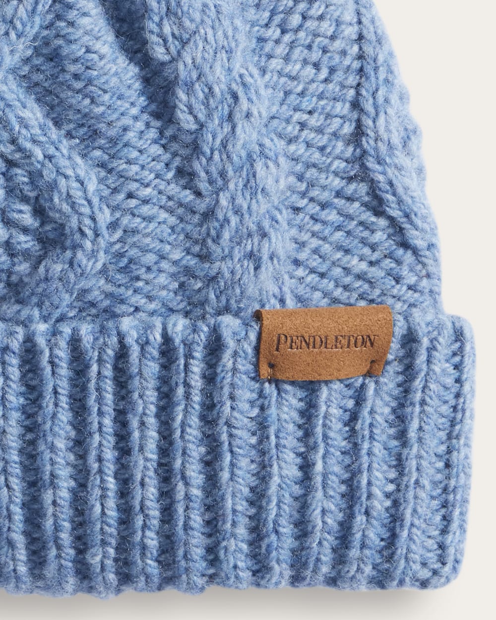 ALTERNATE VIEW OF CABLE KNIT BEANIE IN DENIM image number 2