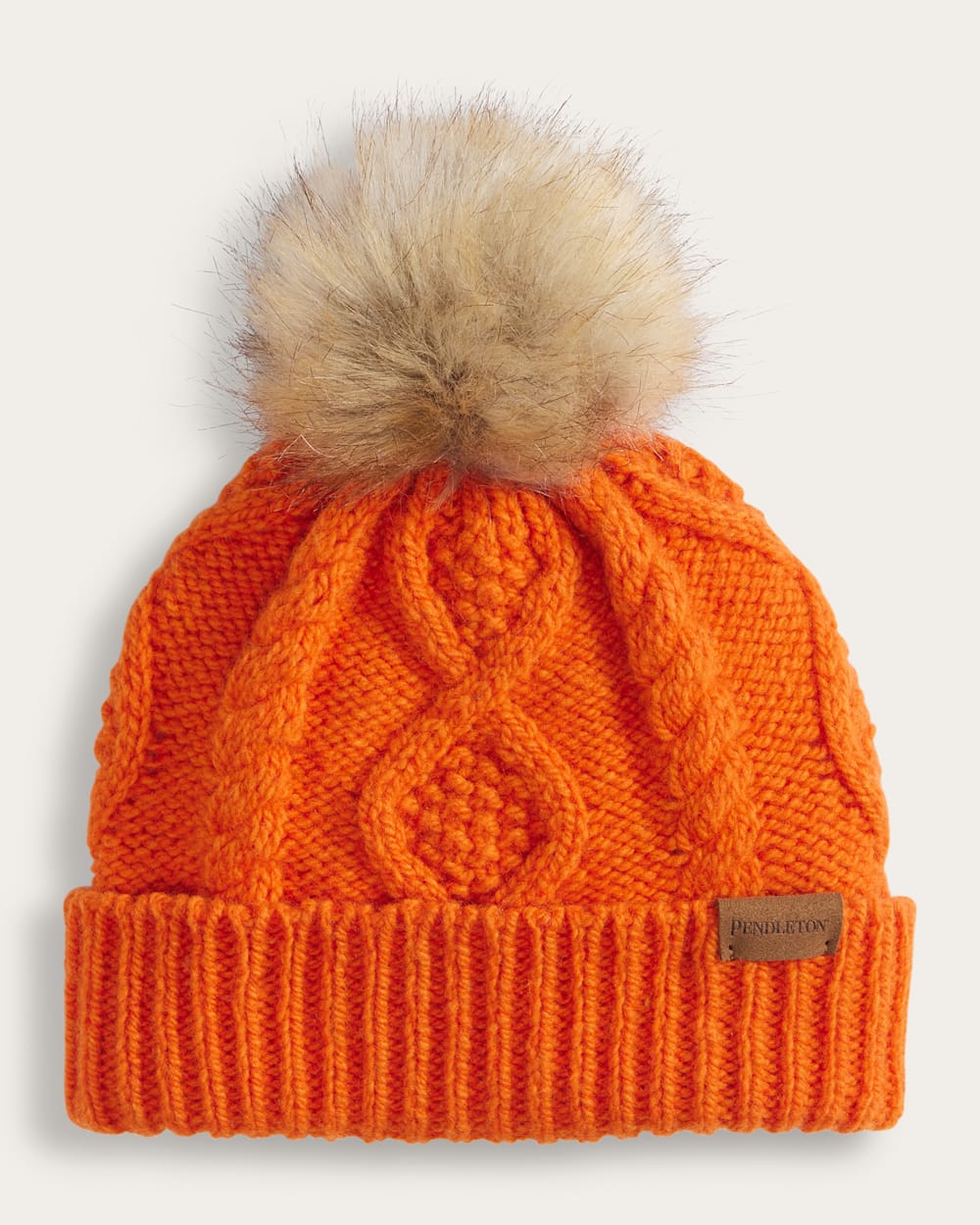 CABLE KNIT BEANIE IN SPICE image number 1