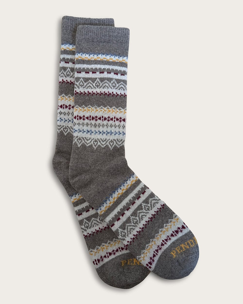 FAIR ISLE CREW SOCKS IN TAN MULTI image number 1
