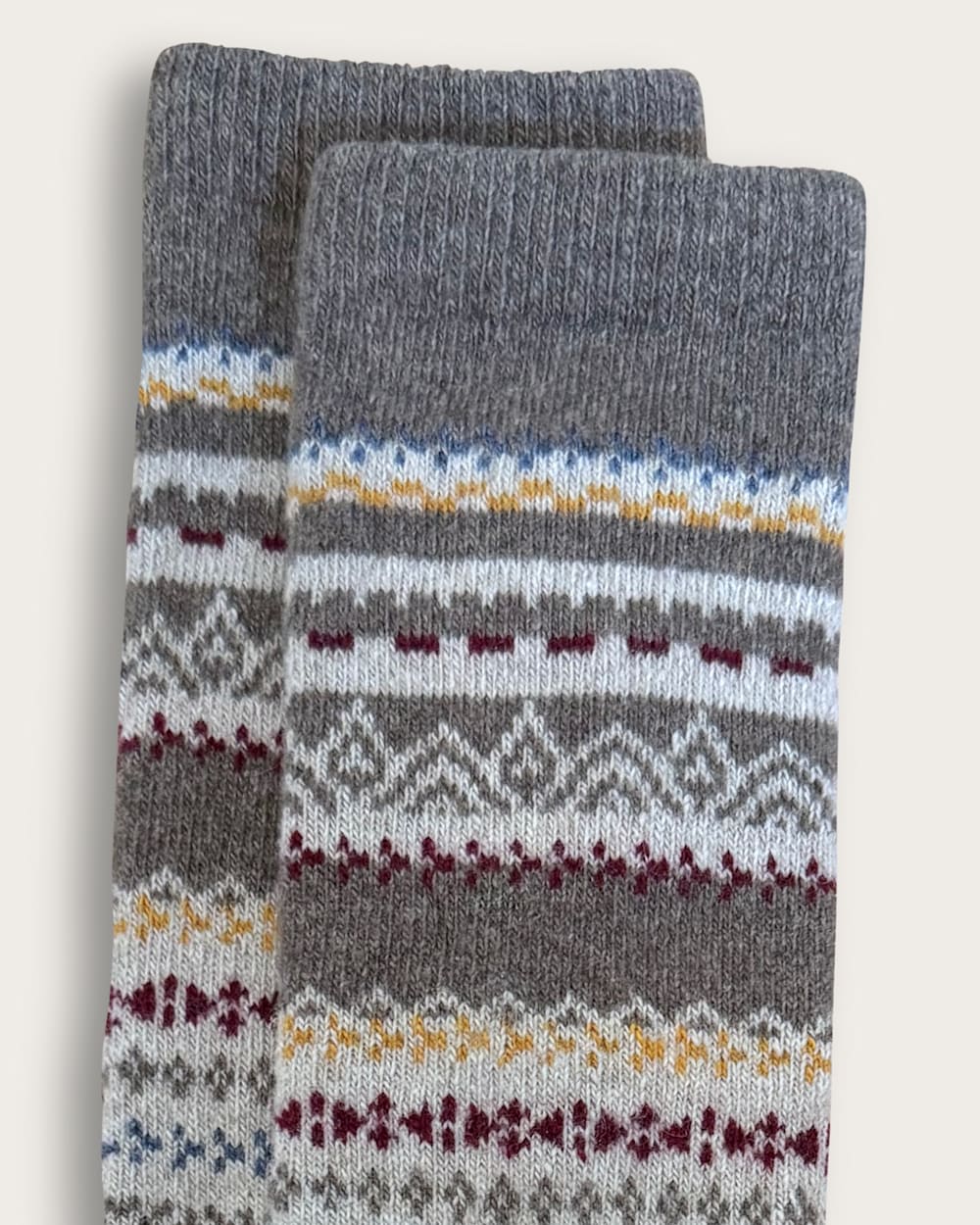 ALTERNATE VIEW OF FAIR ISLE CREW SOCKS IN TAN MULTI image number 2