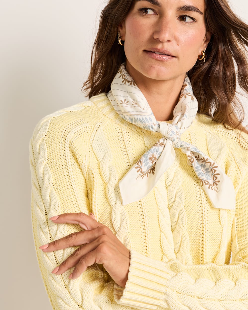 ALTERNATE VIEW OF LAUREL GROVE EMBROIDERED BANDANA IN IVORY image number 3