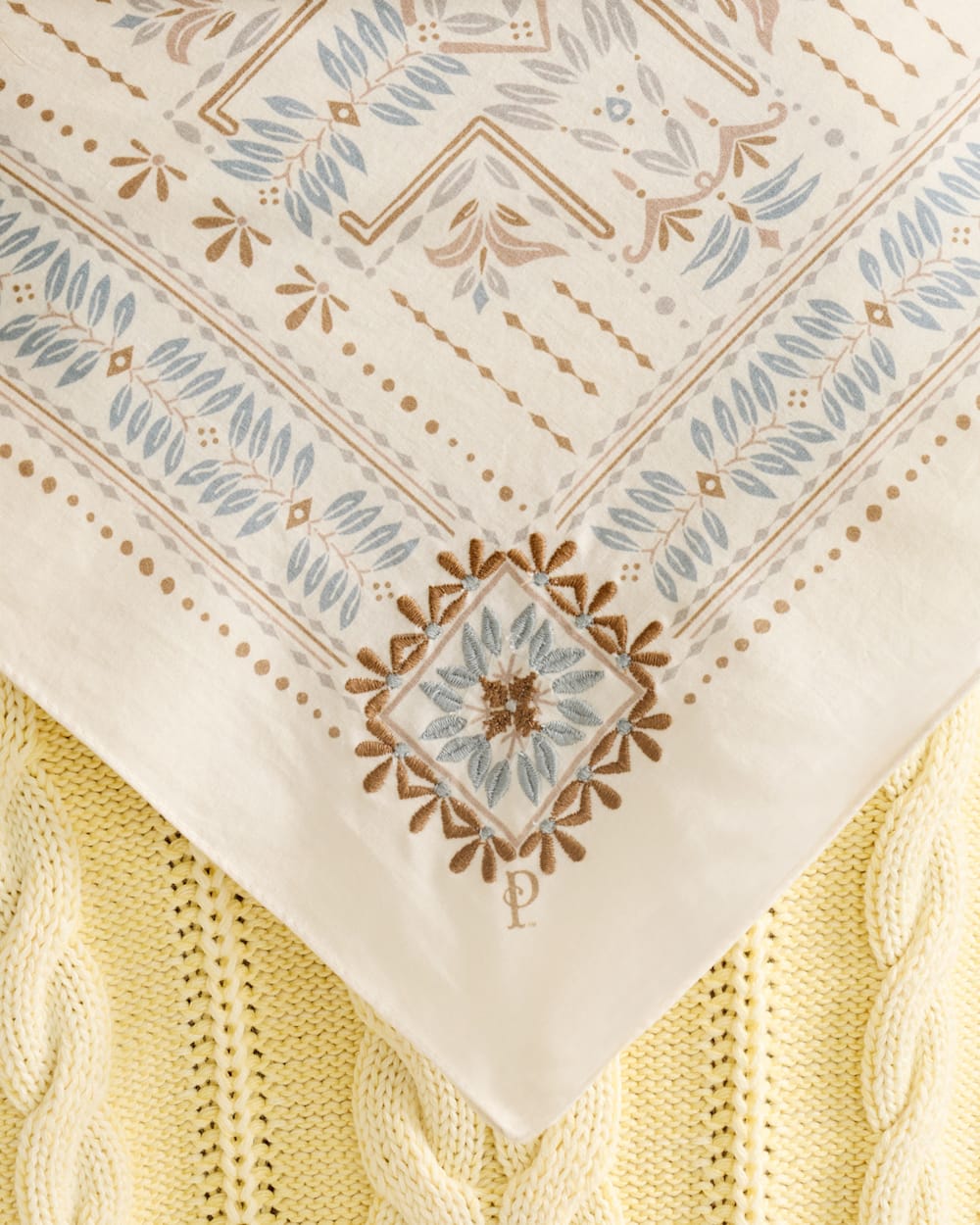 ALTERNATE VIEW OF LAUREL GROVE EMBROIDERED BANDANA IN IVORY image number 4