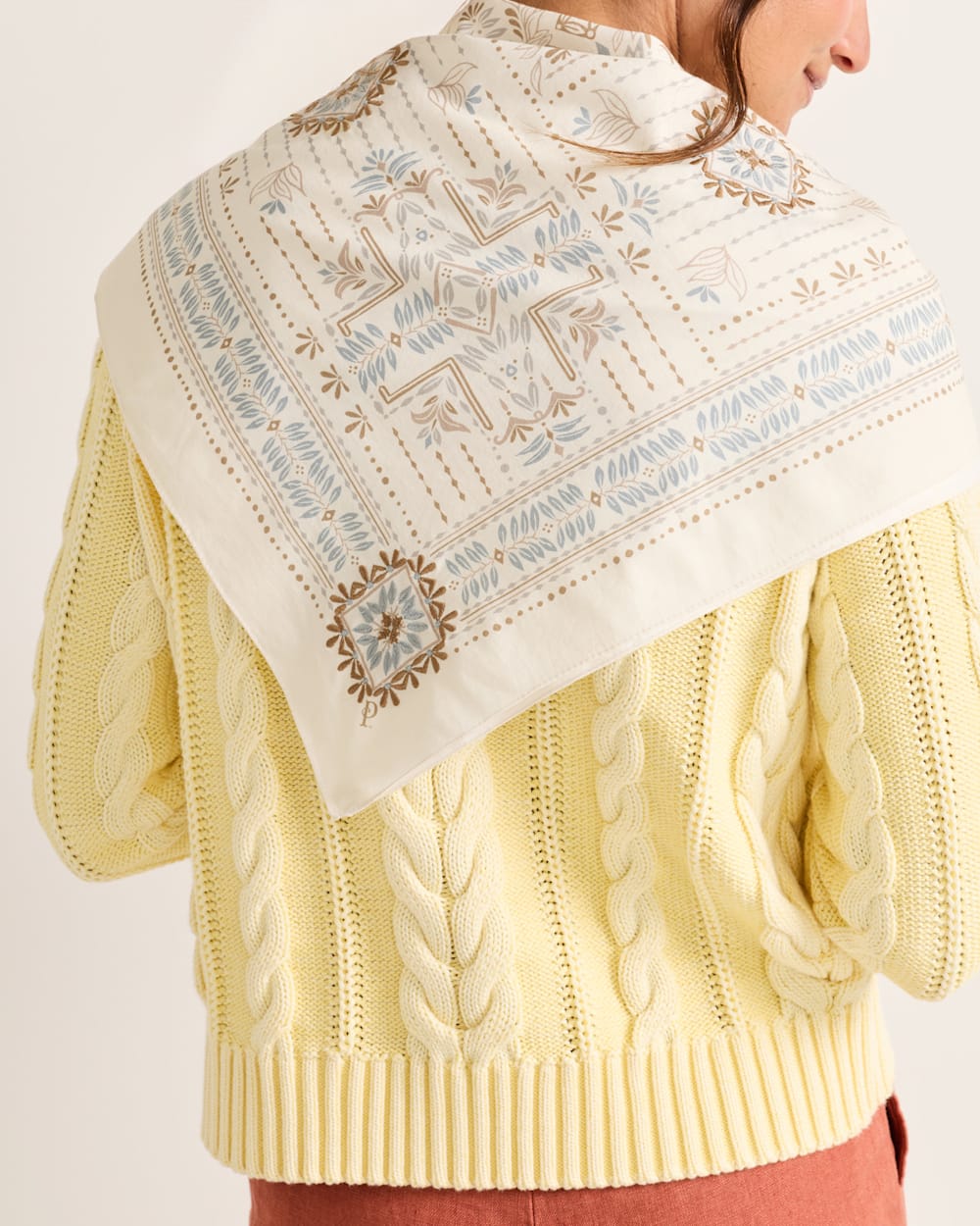 ALTERNATE VIEW OF LAUREL GROVE EMBROIDERED BANDANA IN IVORY image number 5