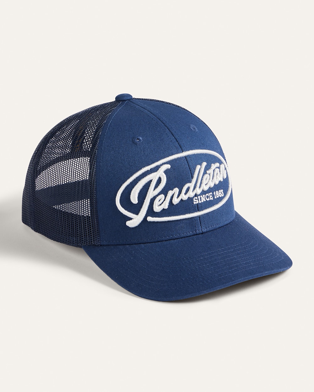 LOGO FIVE PANEL TRUCKER HAT IN NAVY image number 1
