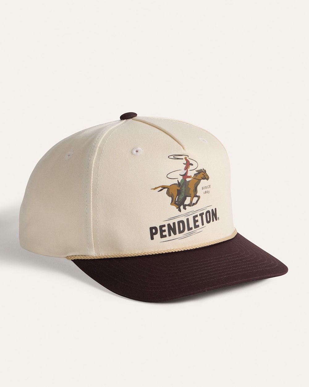 COWBOY FIVE PANEL SNAPBACK HAT IN IVORY image number 1