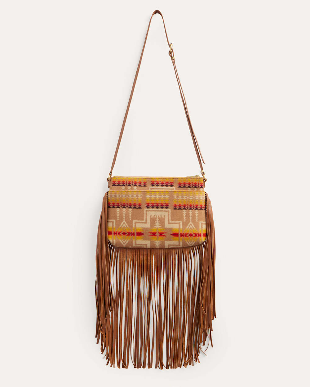 ALTERNATE VIEW OF LOOK WEST FRINGED CROSSBODY IN TAN HARDING image number 3