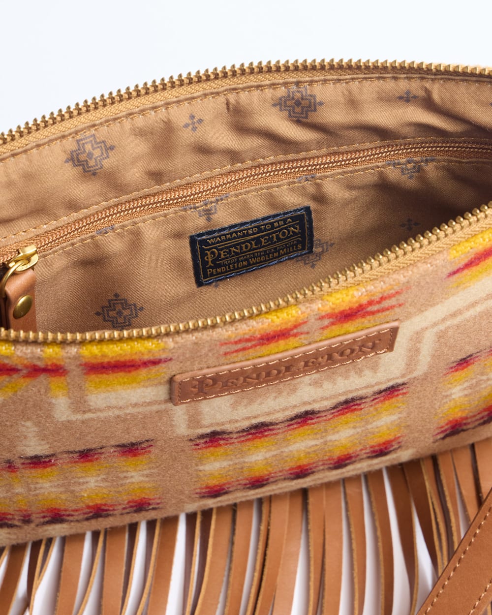 ALTERNATE VIEW OF LOOK WEST FRINGED CROSSBODY IN TAN HARDING image number 4