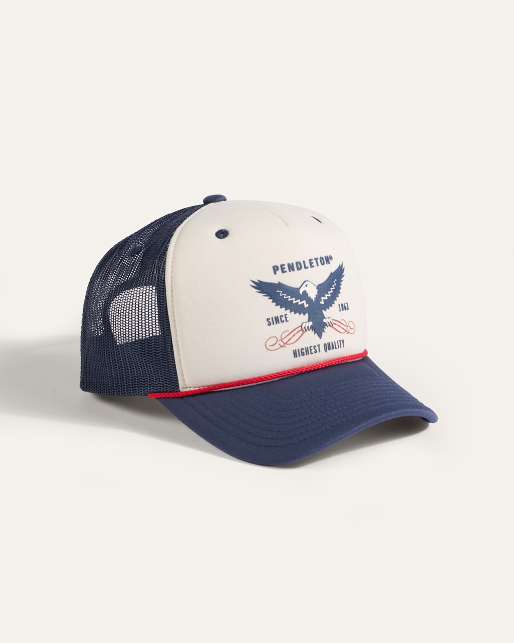 EAGLE FIVE PANEL TRUCKER HAT IN NAVY/WHITE image number 1