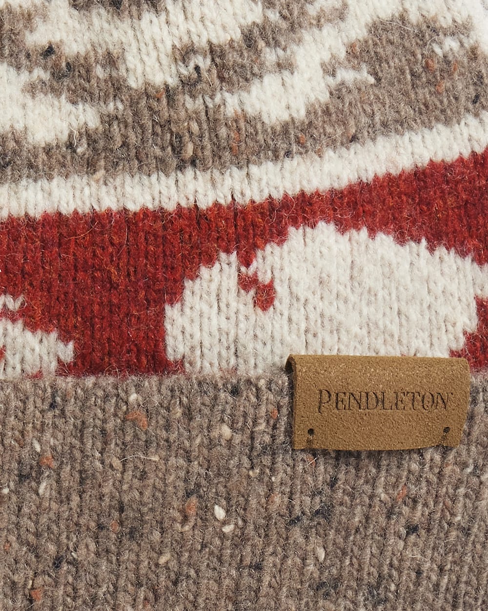 ALTERNATE VIEW OF BISON LAMBSWOOL POM BEANIE IN BROWN image number 2