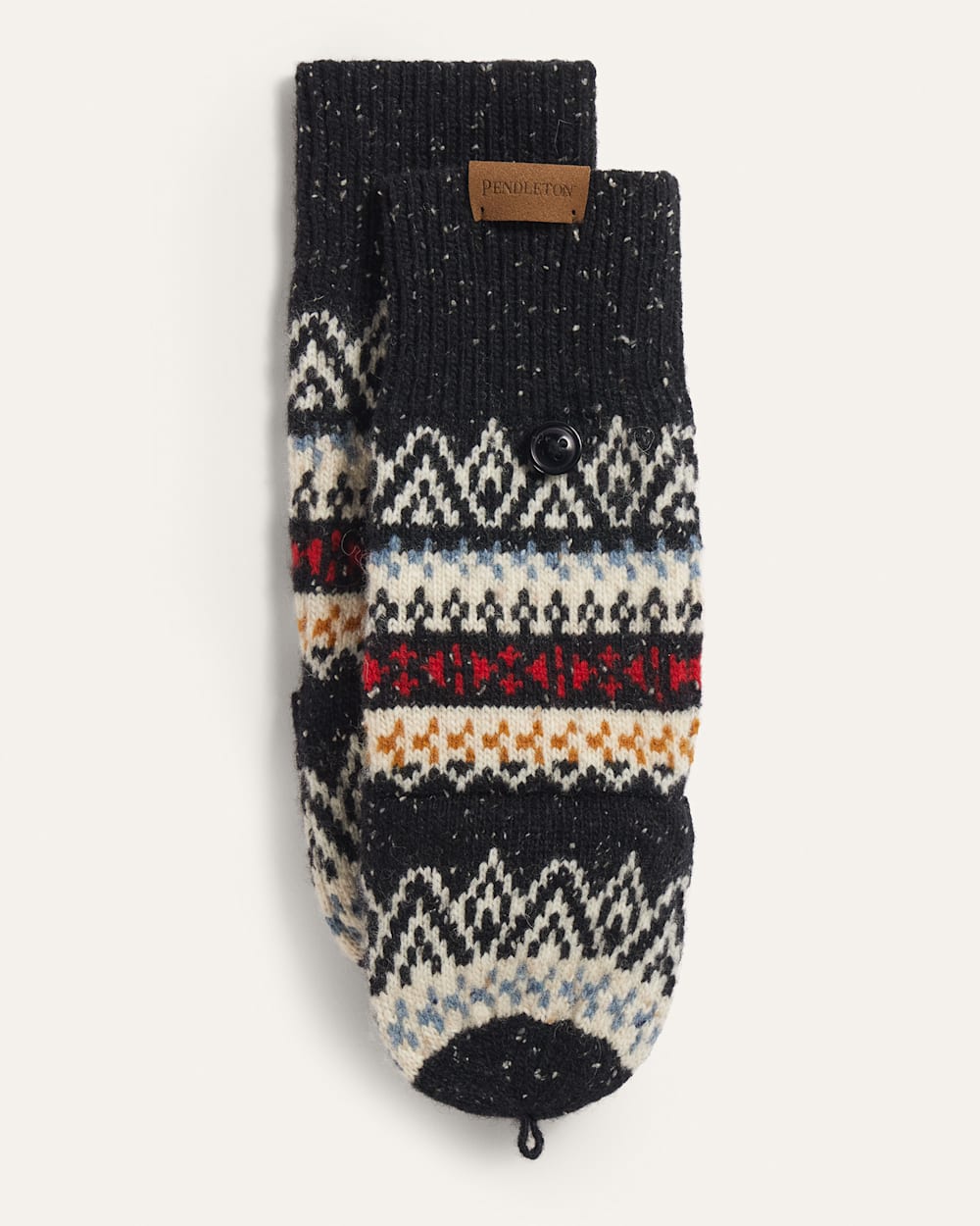 FAIRISLE LAMBSWOOL CONVERTIBLE MITTENS IN BLACK image number 1