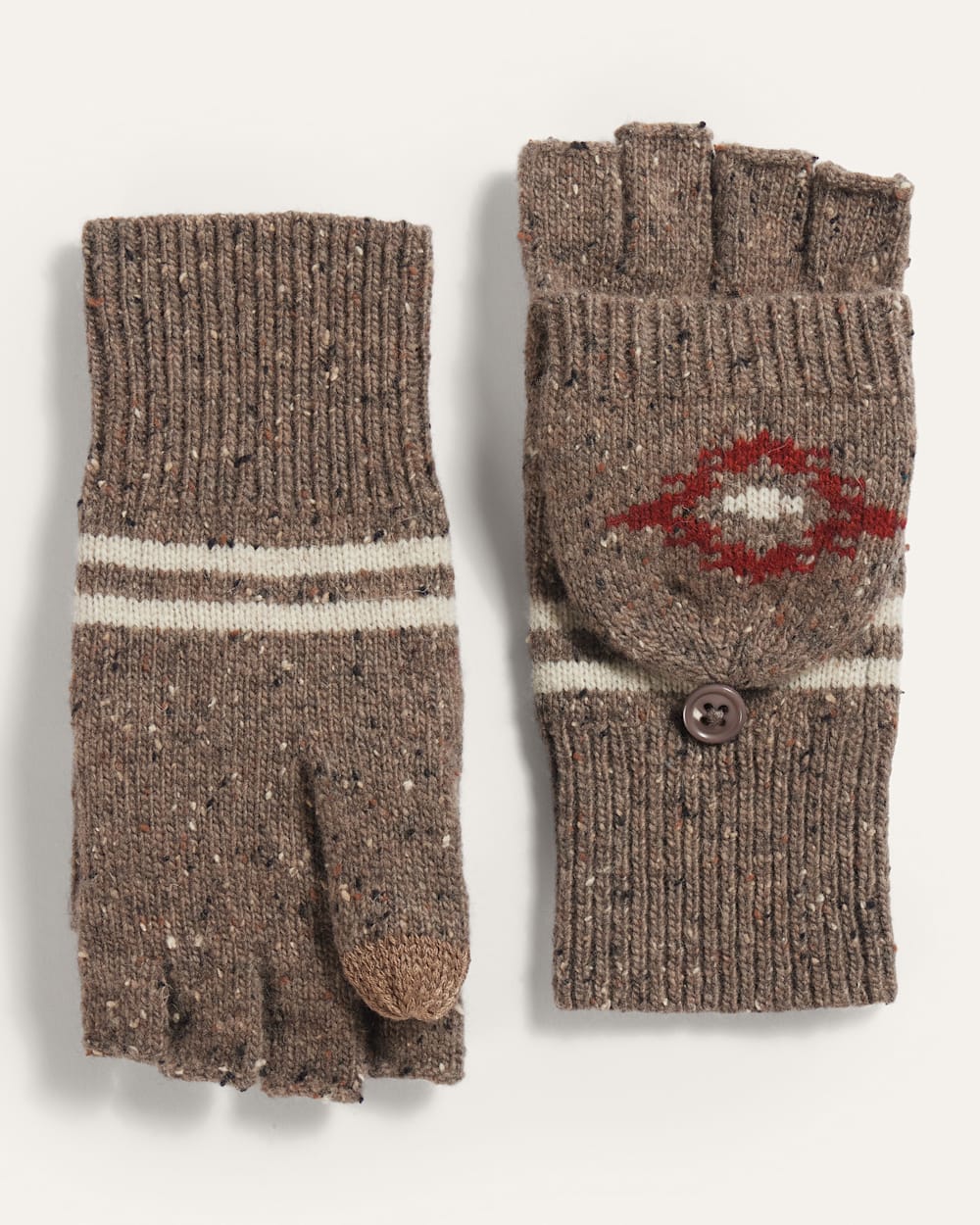 ALTERNATE VIEW OF BISON LAMBSWOOL CONVERTIBLE MITTENS IN BROWN image number 2