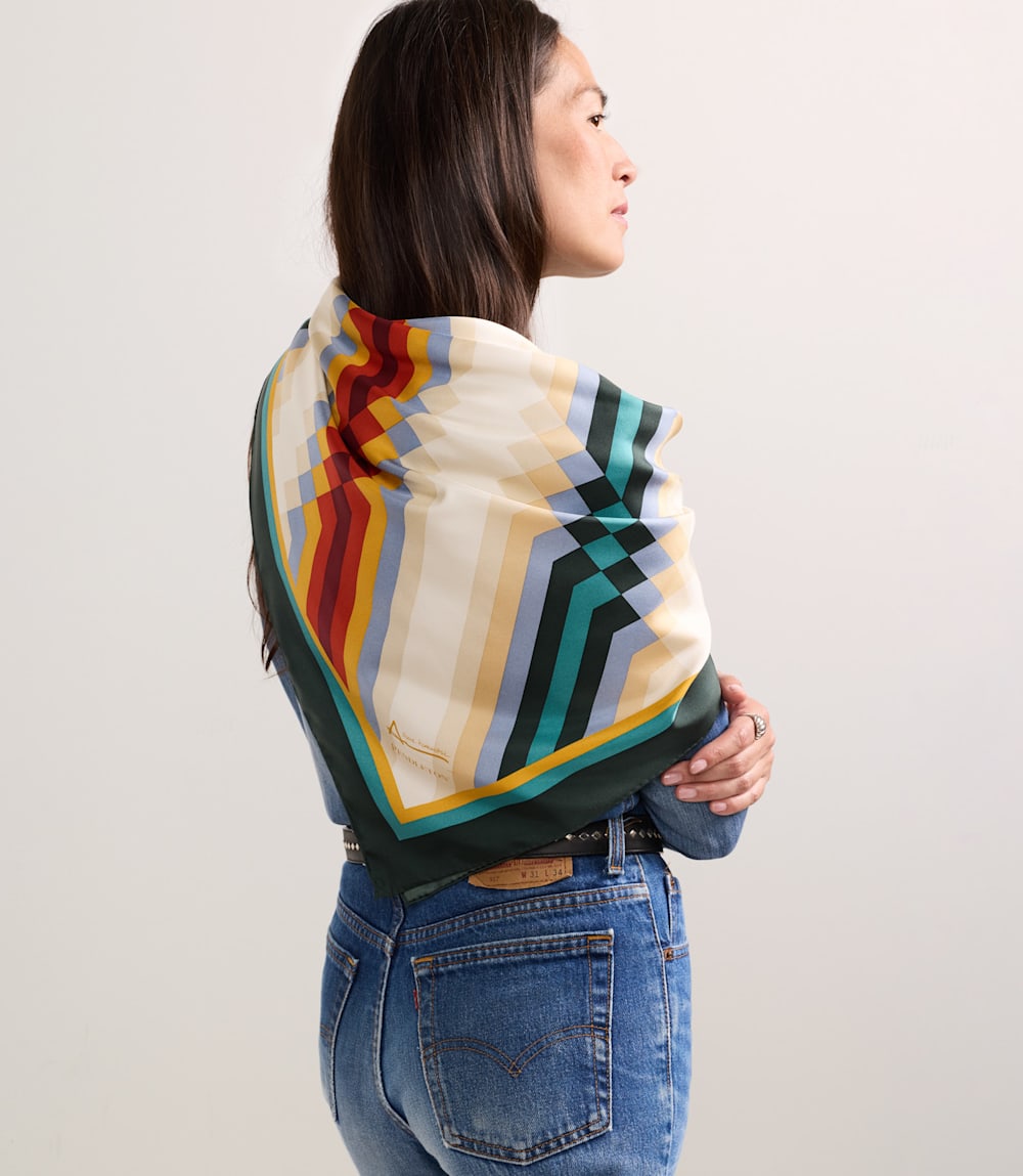 ALTERNATE VIEW OF ADDIE ROANHORSE X PENDLETON MIDDLE WATERS SILK SCARF IN MULTI image number 3