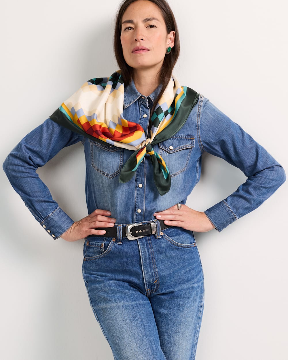 ALTERNATE VIEW OF ADDIE ROANHORSE X PENDLETON MIDDLE WATERS SILK SCARF IN MULTI image number 6