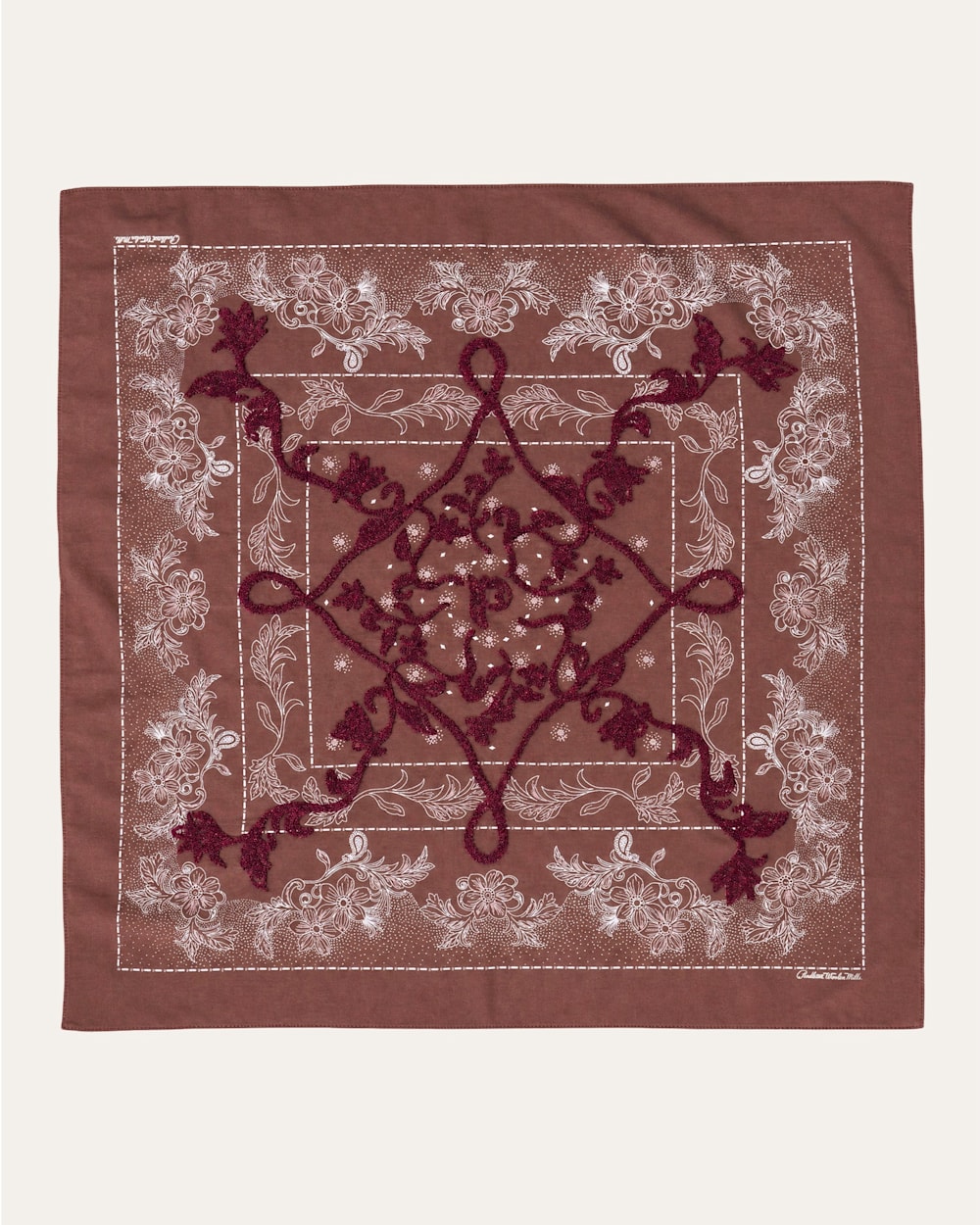 ALTERNATE VIEW OF EMBROIDERED BANDANA IN RAISIN image number 2