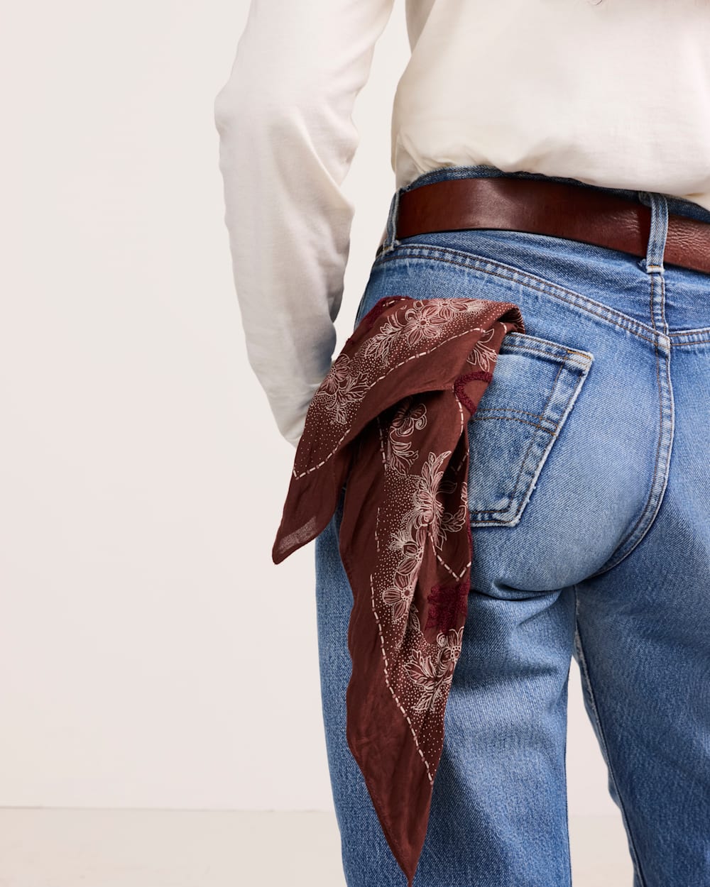 ALTERNATE VIEW OF EMBROIDERED BANDANA IN RAISIN image number 3