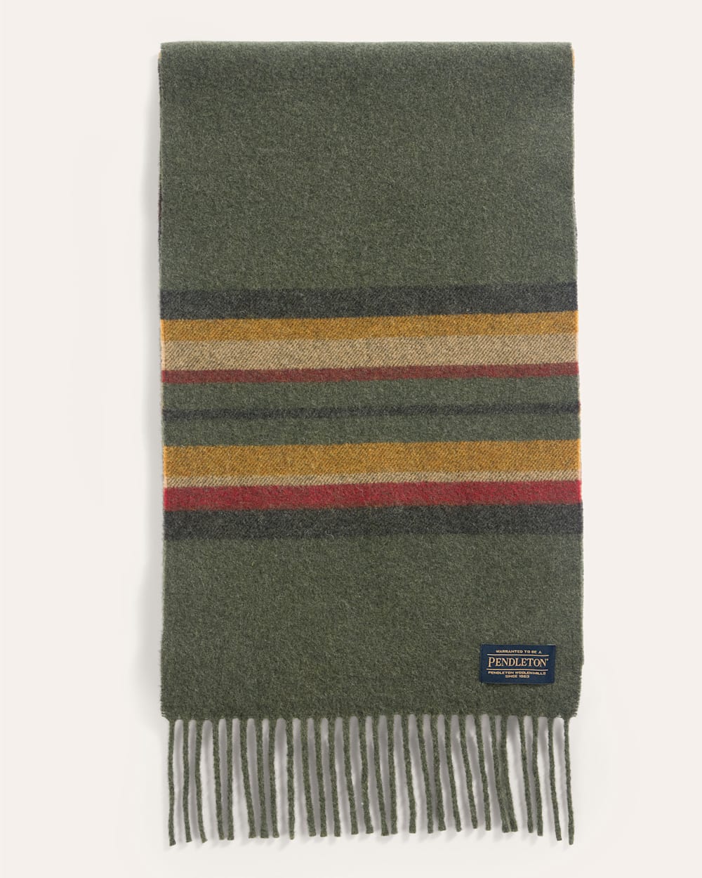 YAKIMA STRIPE WHISPERWOOL MUFFLER IN GREEN HEATHER image number 1