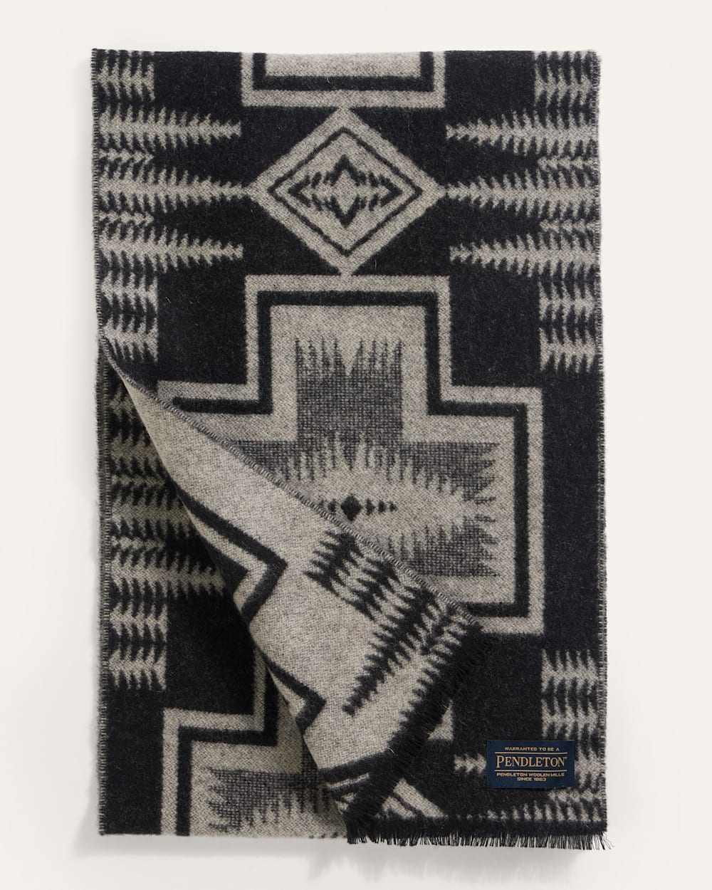 ALTERNATE VIEW OF HARDING WOOL SCARF IN BLACK/TAN image number 3