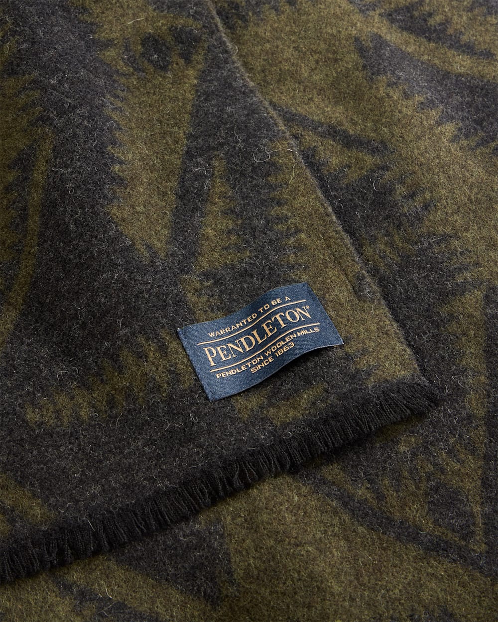 ALTERNATE VIEW OF MIRROR LAKE WOOL SCARF IN OLIVE image number 2