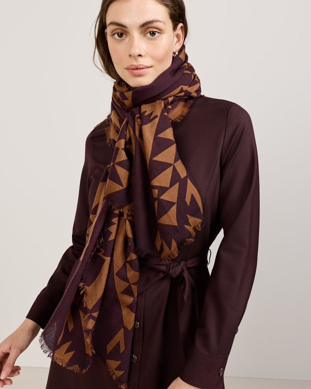 ALTERNATE VIEW OF ECHO BAY FEATHERWEIGHT WOOL SCARF IN BROWN image number 2