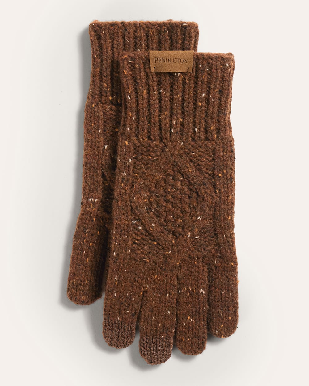 CABLE KNIT TEXTING GLOVES IN WALNUT DONEGAL image number 1