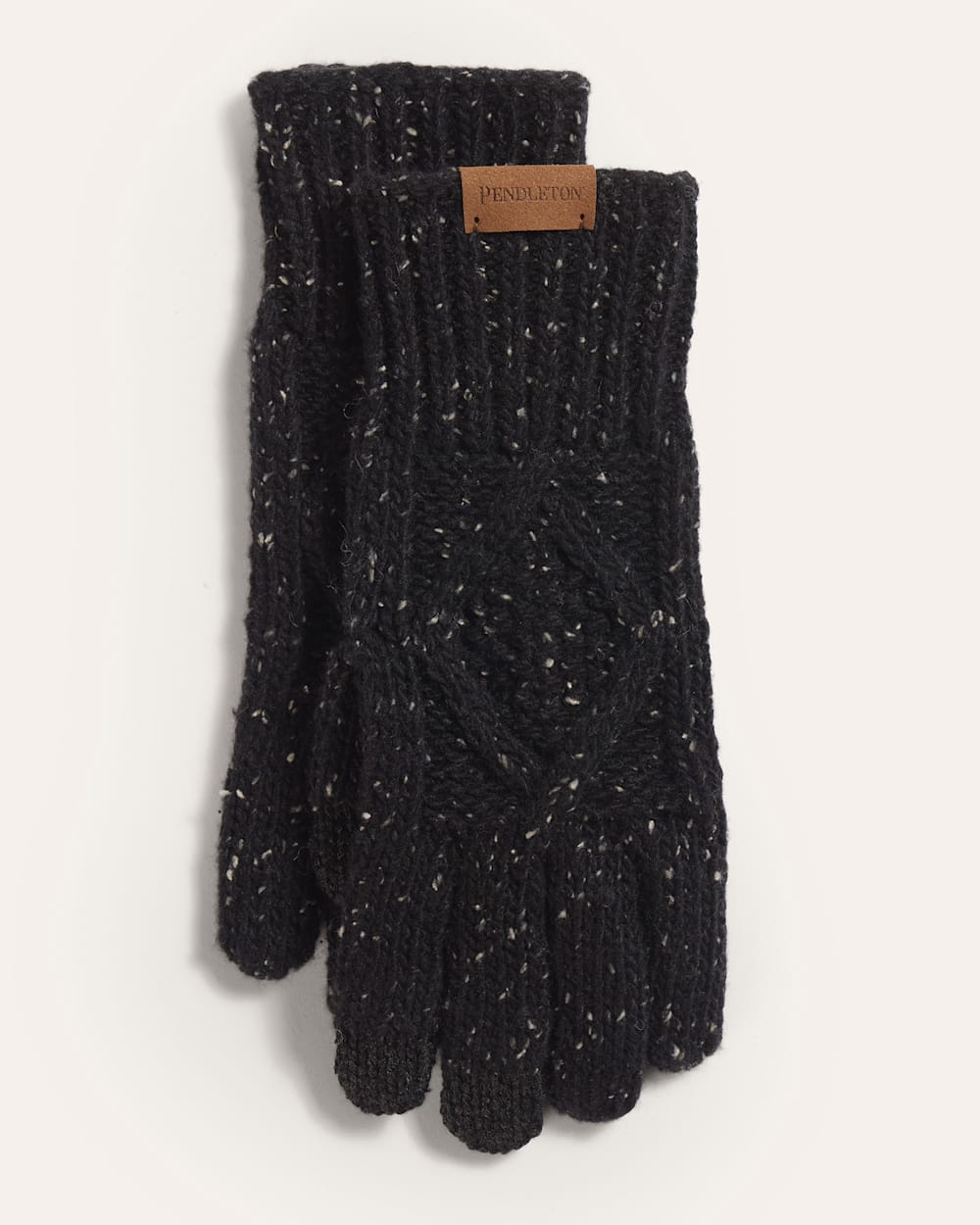 CABLE KNIT TEXTING GLOVES IN BLACK DONEGAL image number 1