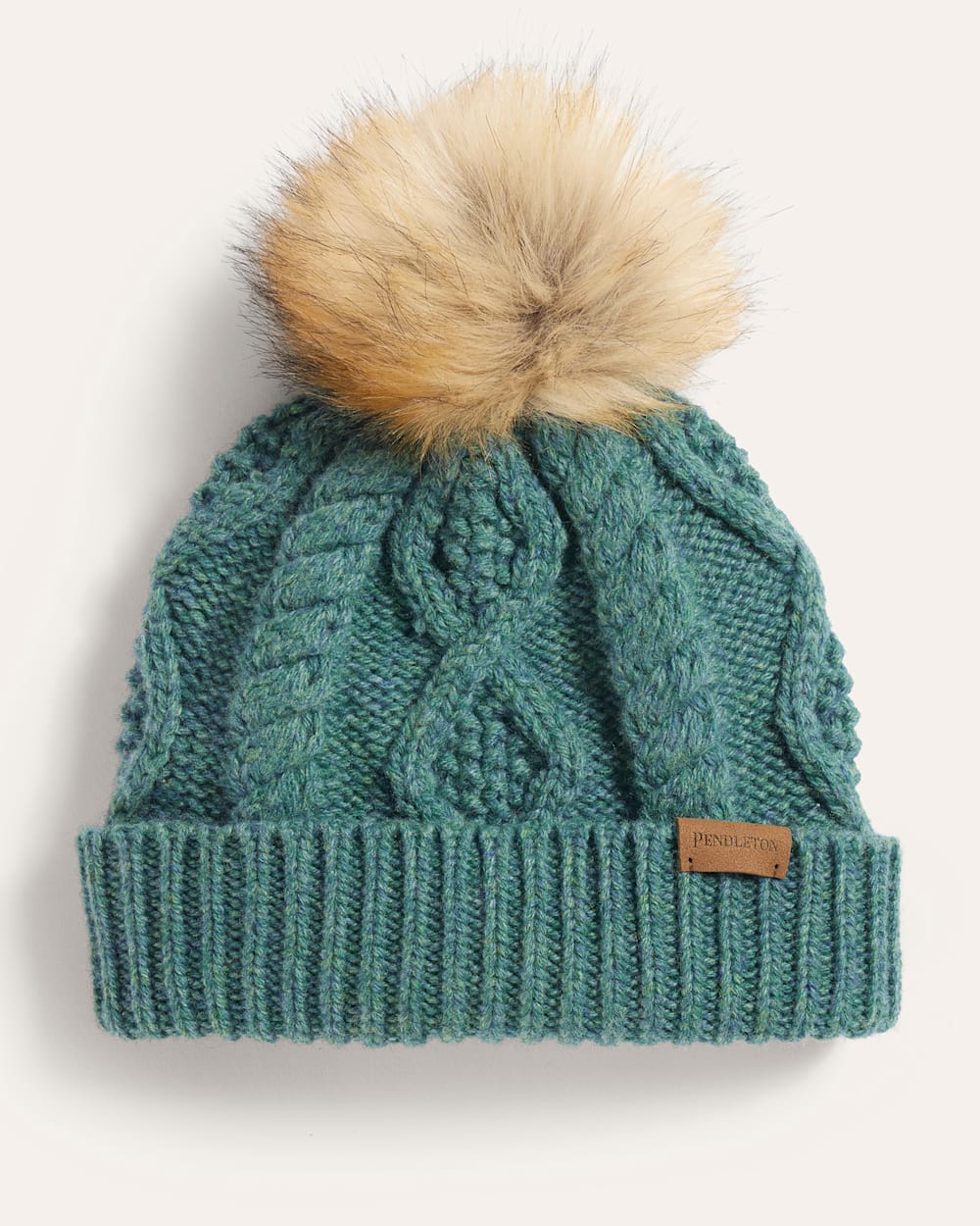 CABLE KNIT POM BEANIE IN SEAPORT image number 1