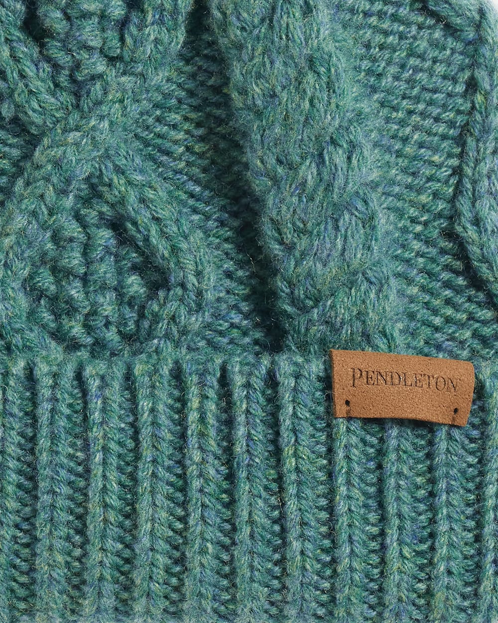 ALTERNATE VIEW OF CABLE KNIT POM BEANIE IN SEAPORT image number 2