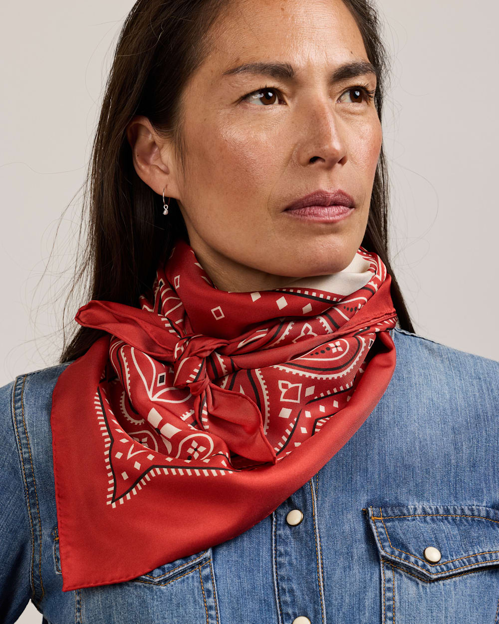 RODEO SPIRIT SILK SCARF IN RED image number 1