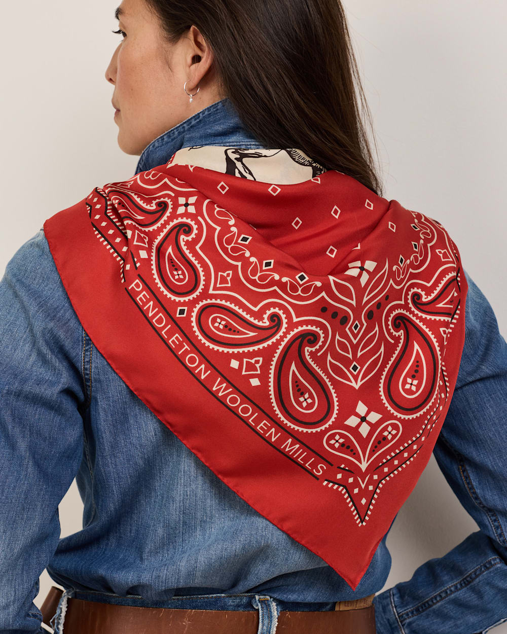 ALTERNATE VIEW OF RODEO SPIRIT SILK SCARF IN RED image number 3