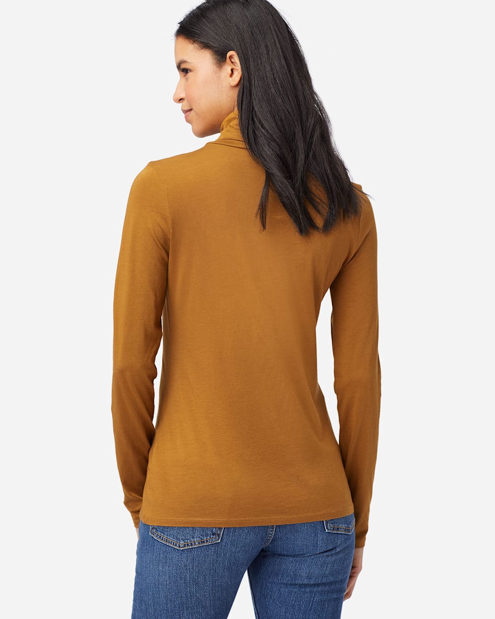 ALTERNATE VIEW OF LONG-SLEEVE TURTLENECK JERSEY TEE IN PEANUT image number 2