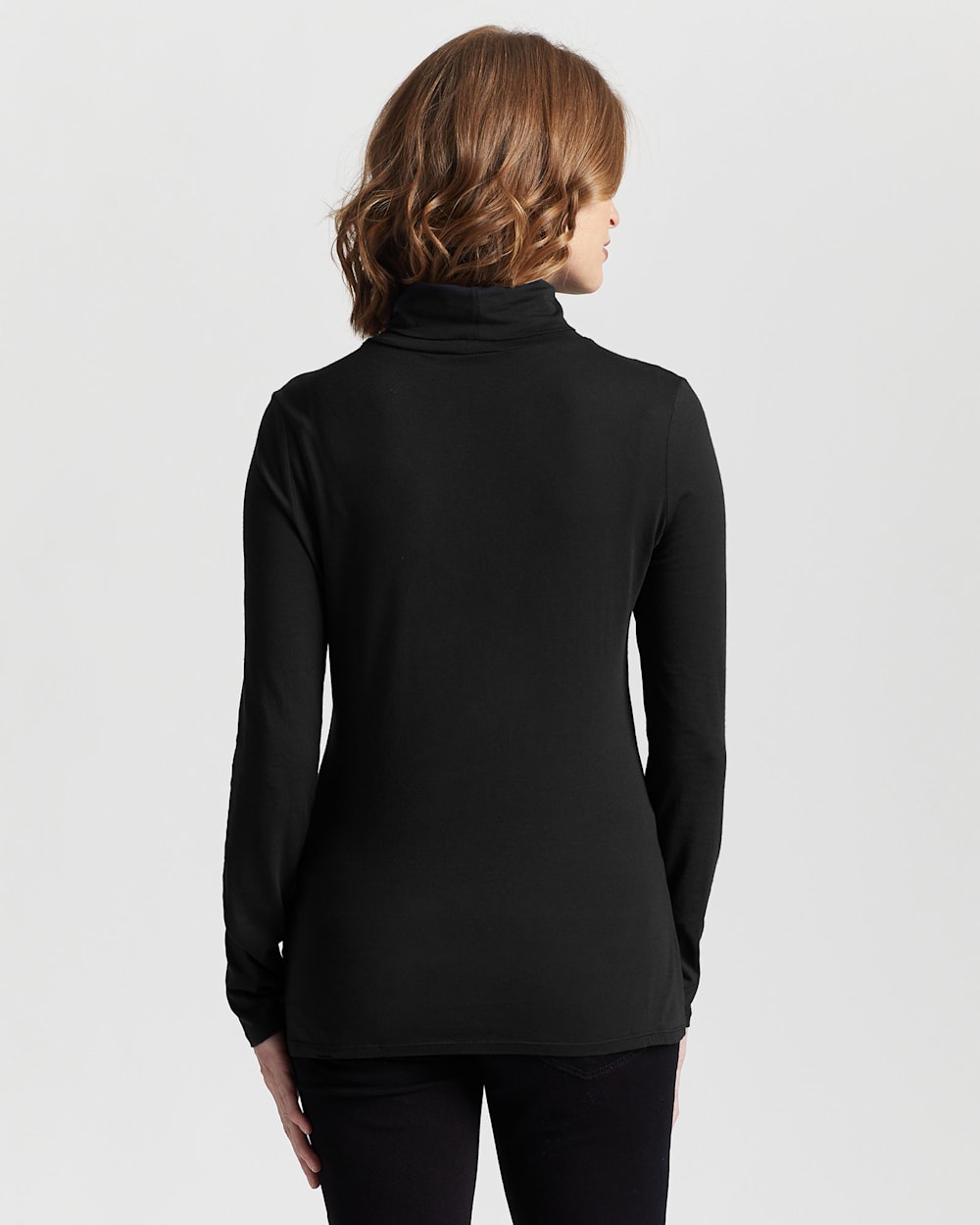 ALTERNATE VIEW OF WOMEN'S LONG-SLEEVE TURTLENECK JERSEY TEE IN BLACK image number 3