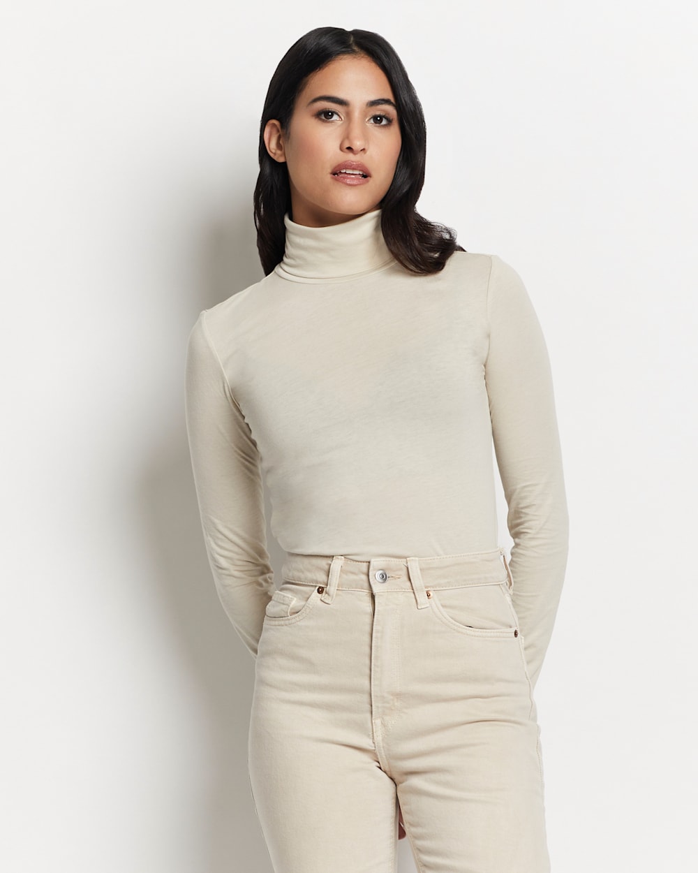 Long-sleeved turtleneck top WOOLEN SILK